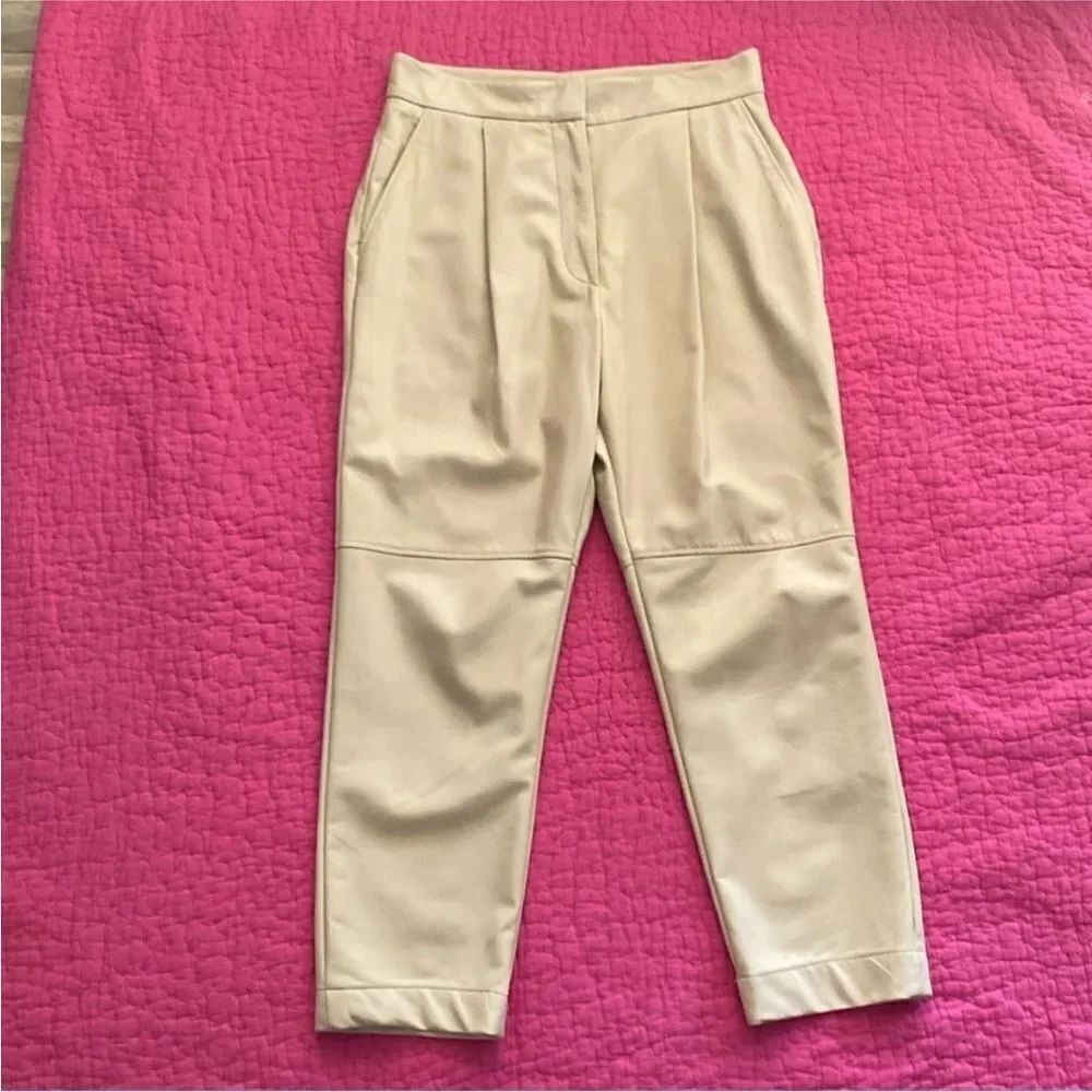 Brunello Cucinelli genuine leather Cream Ankle Pants, US6